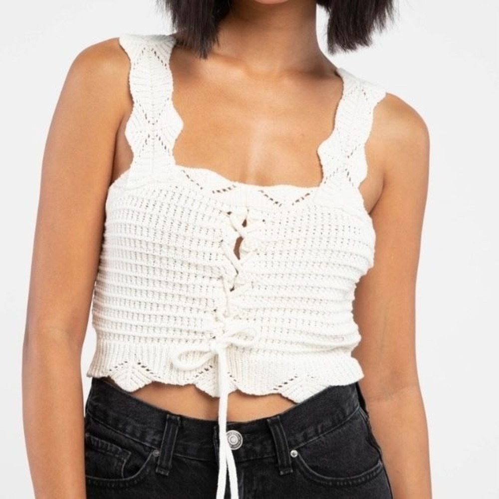 RSQ Womens Lace Up Crochet Cami New with Tags XXL